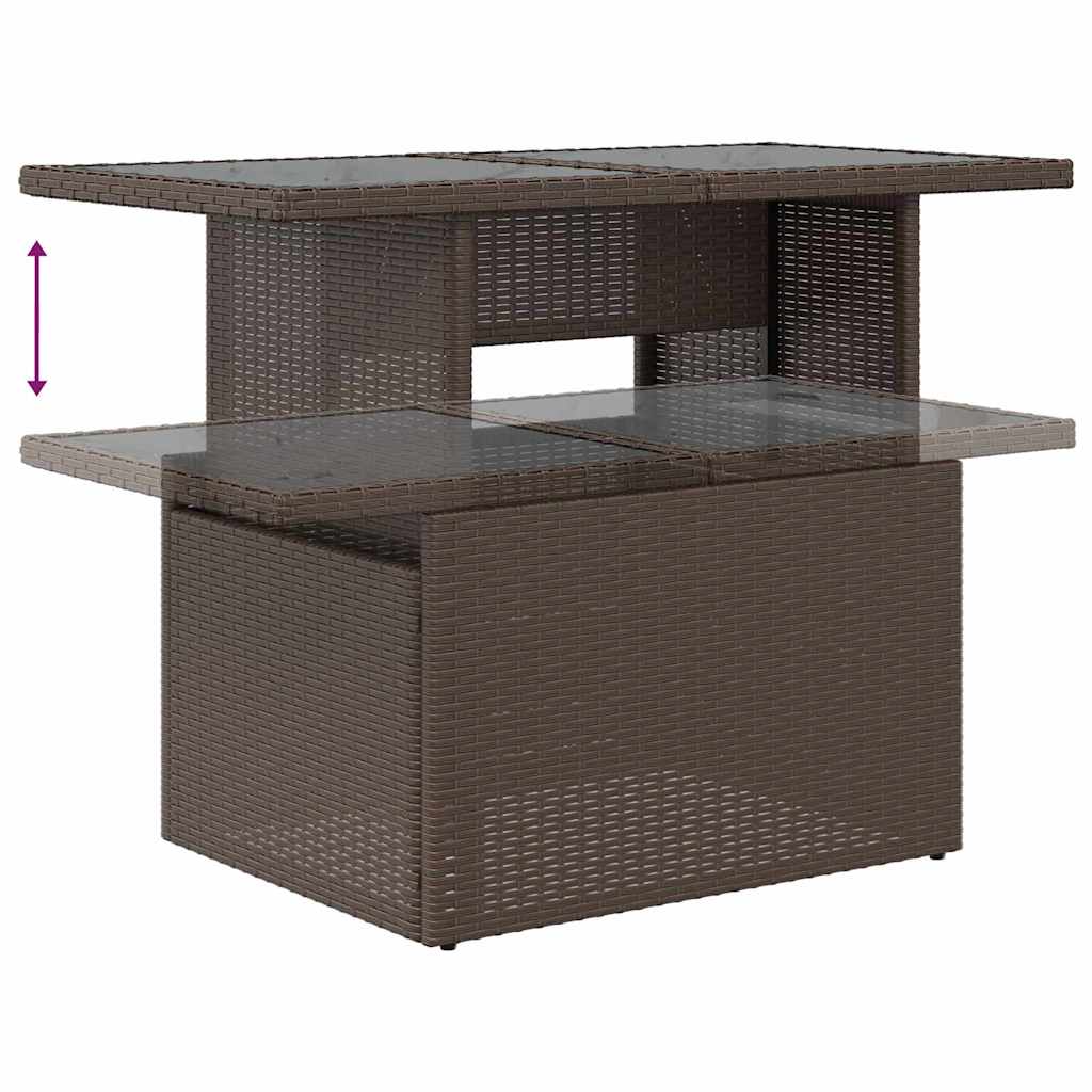 vidaXL Tuin Sofa Set met opslag 9 pcs Bruin Poly riet