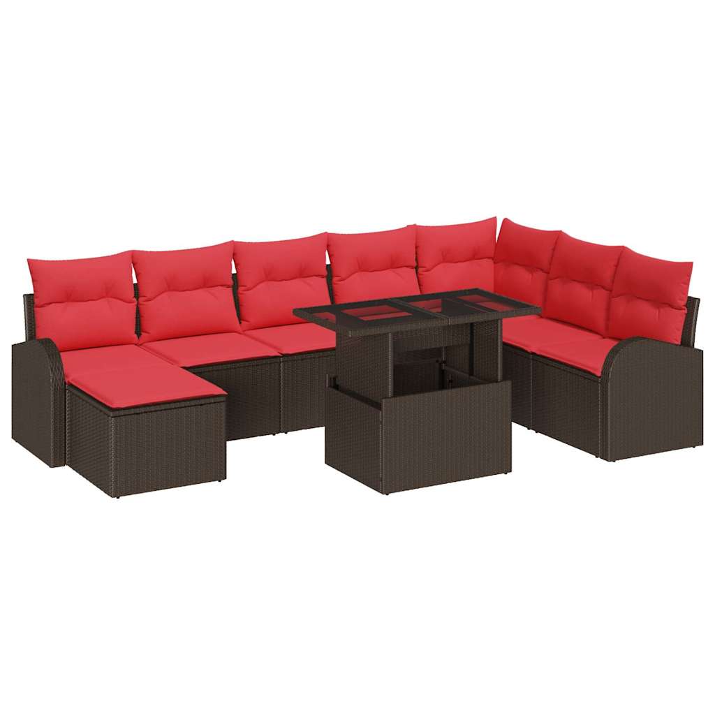 vidaXL Tuin Sofa Set met opslag 9 pcs Bruin Poly riet