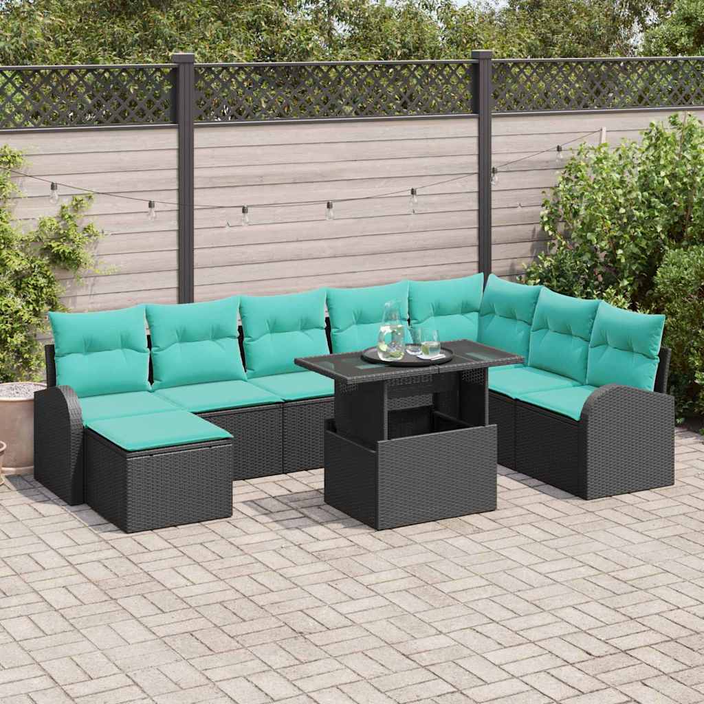 vidaXL Tuin Sofa Set met opslag 9 pcs Bruin Poly riet