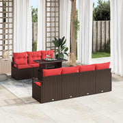 vidaXL Tuin Sofa Set met opslag 8 pcs Bruin Poly riet