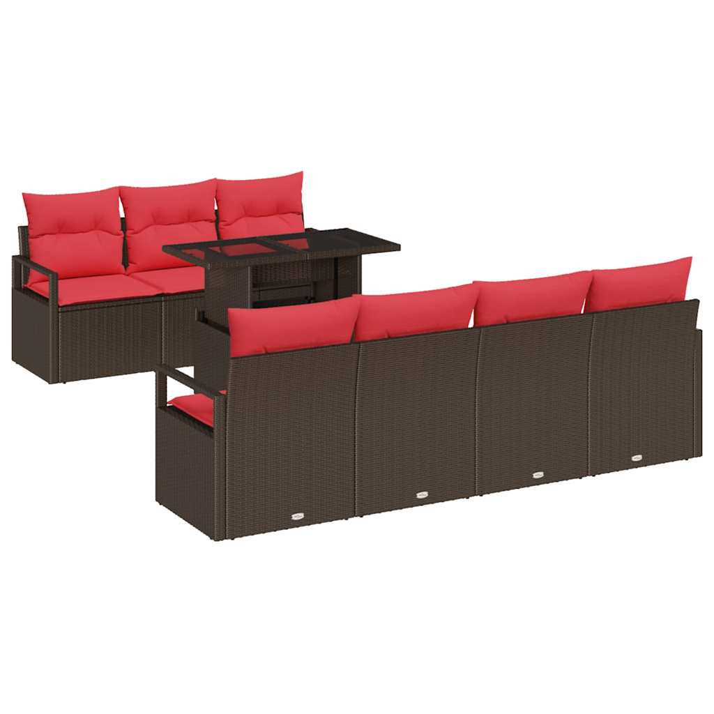 vidaXL Tuin Sofa Set met opslag 8 pcs Bruin Poly riet