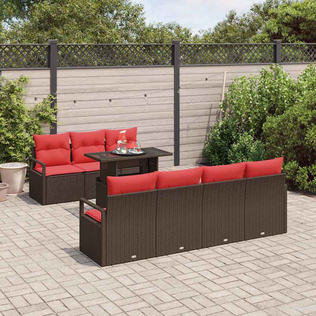 vidaXL Tuin Sofa Set met opslag 8 pcs Bruin Poly riet