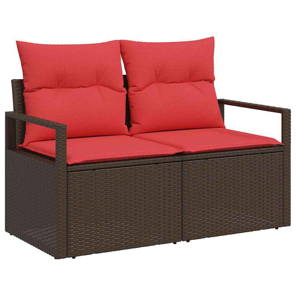 vidaXL Tuin Sofa Set met kussen met opslag 5 pcs Bruin Poly riet
