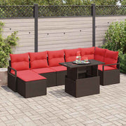 vidaXL Tuin Sofa Set met opslag 8 pcs Bruin Poly riet