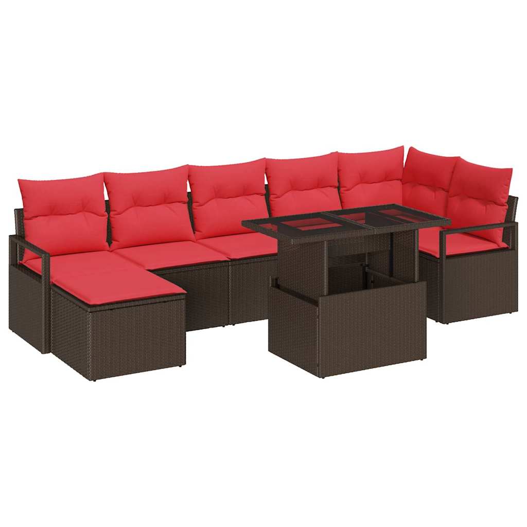 vidaXL Tuin Sofa Set met opslag 8 pcs Bruin Poly riet