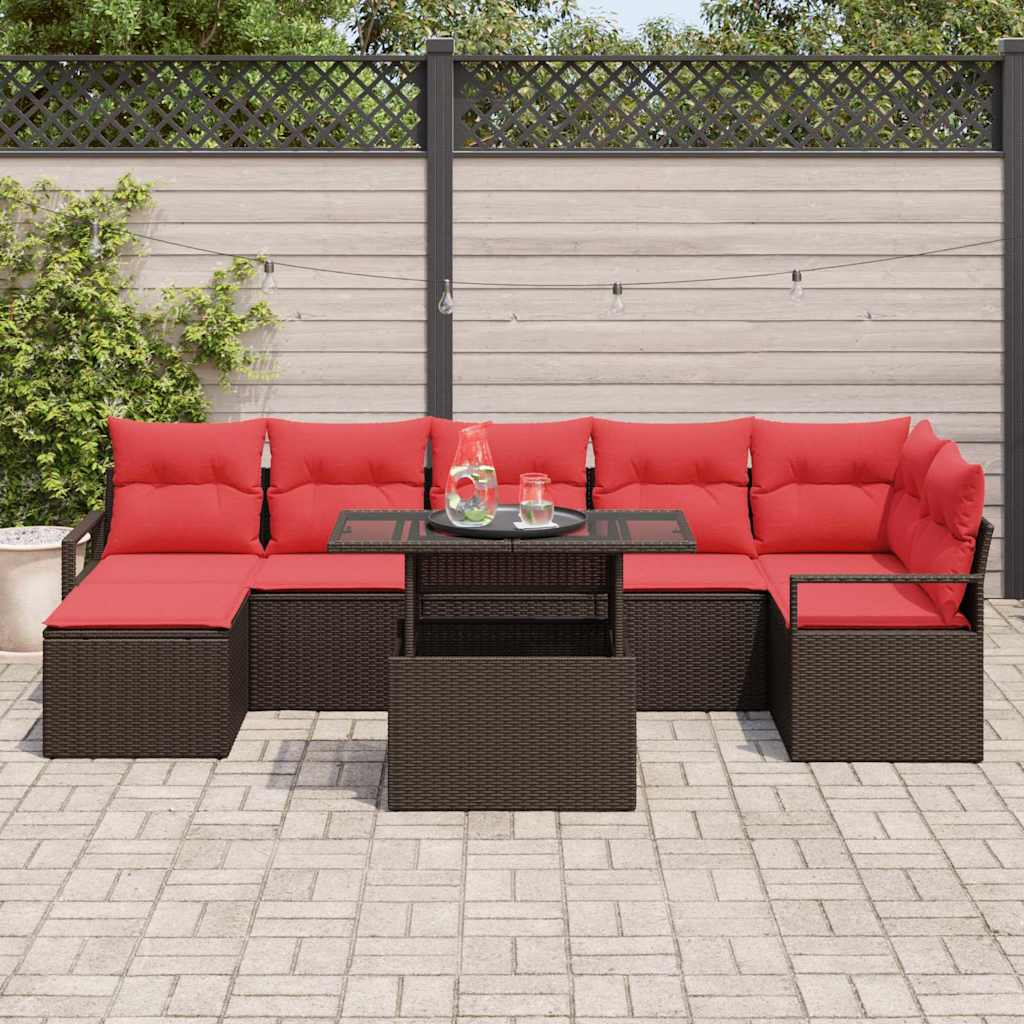 vidaXL Tuin Sofa Set met opslag 8 pcs Bruin Poly riet