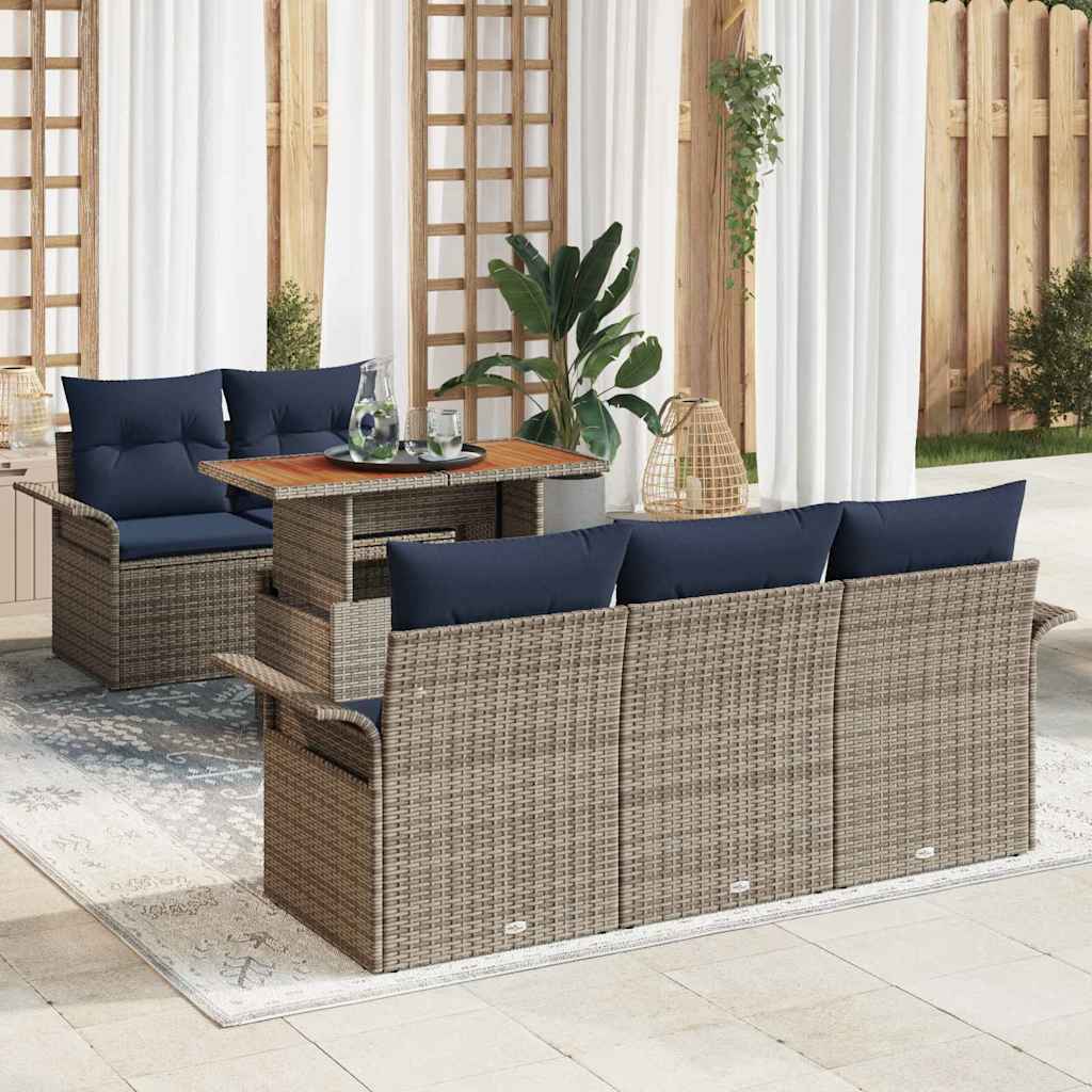 vidaXL Tuin Sofa Set met opslag 6 pcs Grijs Poly riet