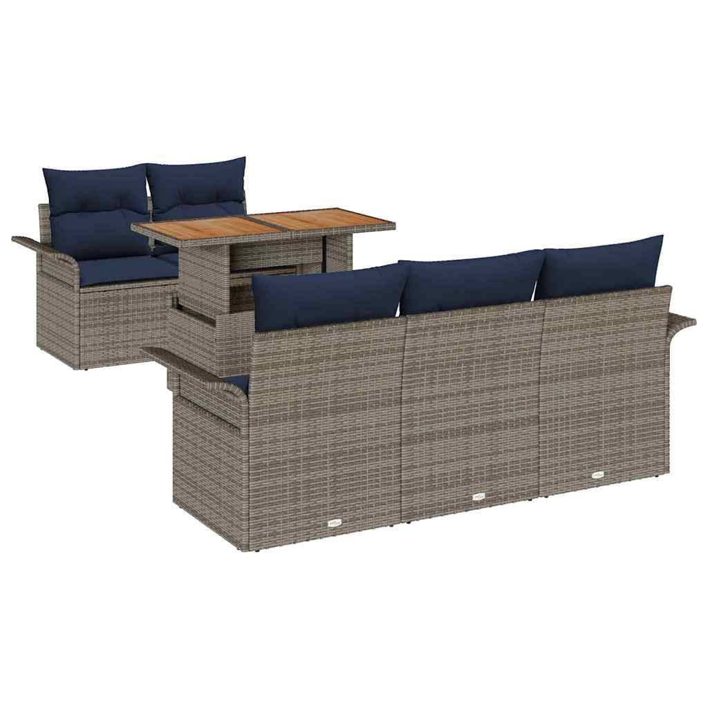 vidaXL Tuin Sofa Set met opslag 6 pcs Grijs Poly riet