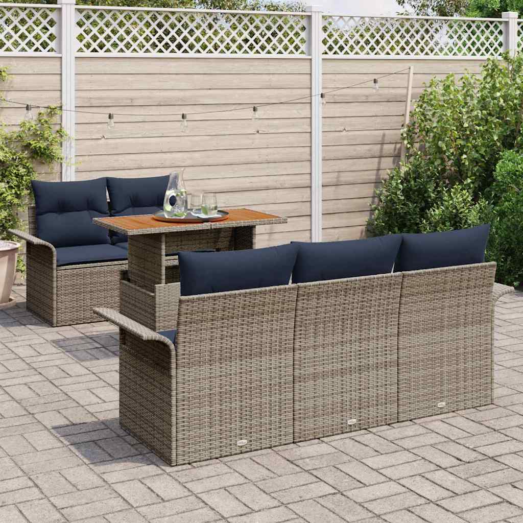vidaXL Tuin Sofa Set met opslag 6 pcs Grijs Poly riet