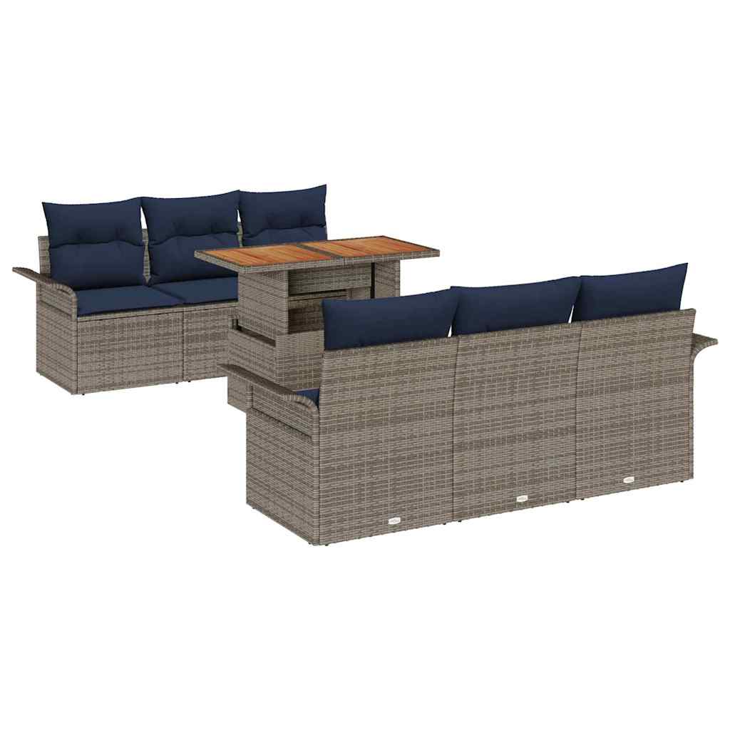 vidaXL Tuin Sofa Set met opslag 7 pcs Grijs Poly riet