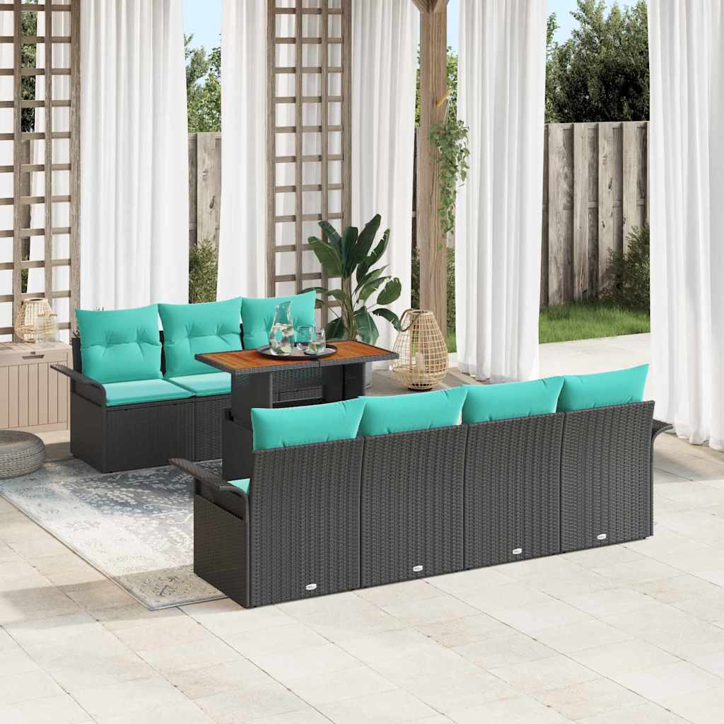 vidaXL Tuin Sofa Set met opslag 8 pcs Grijs Poly riet