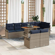 vidaXL Tuin Sofa Set met opslag 9 pcs Grijs Poly riet