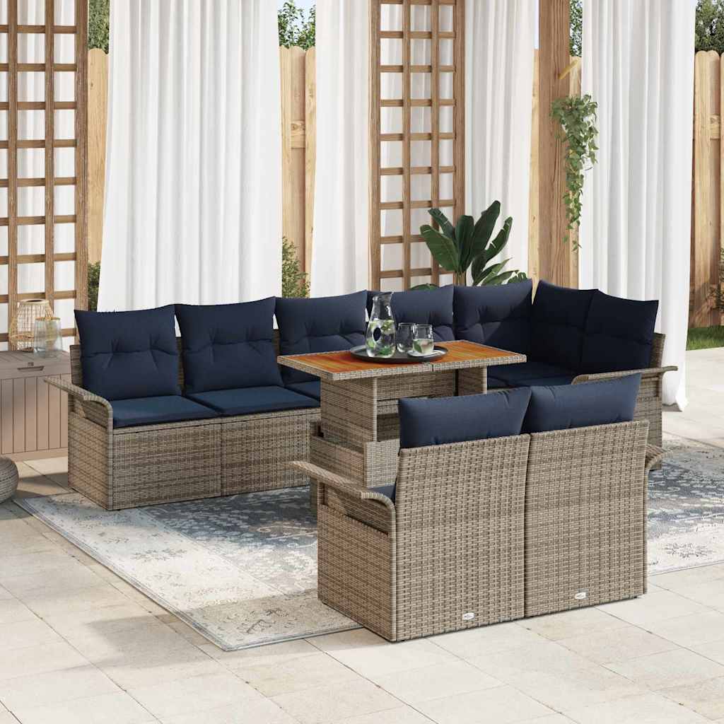 vidaXL Tuin Sofa Set met opslag 9 pcs Grijs Poly riet