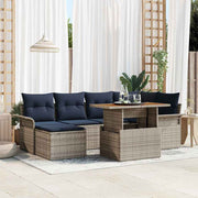 vidaXL Tuin Sofa Set met opslag 7 pcs Grijs Poly riet