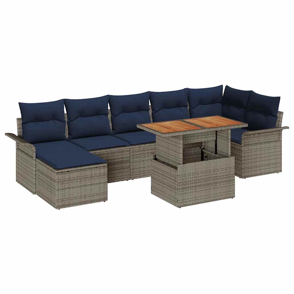 vidaXL Tuin Sofa Set met opslag 8 pcs Grijs Poly riet