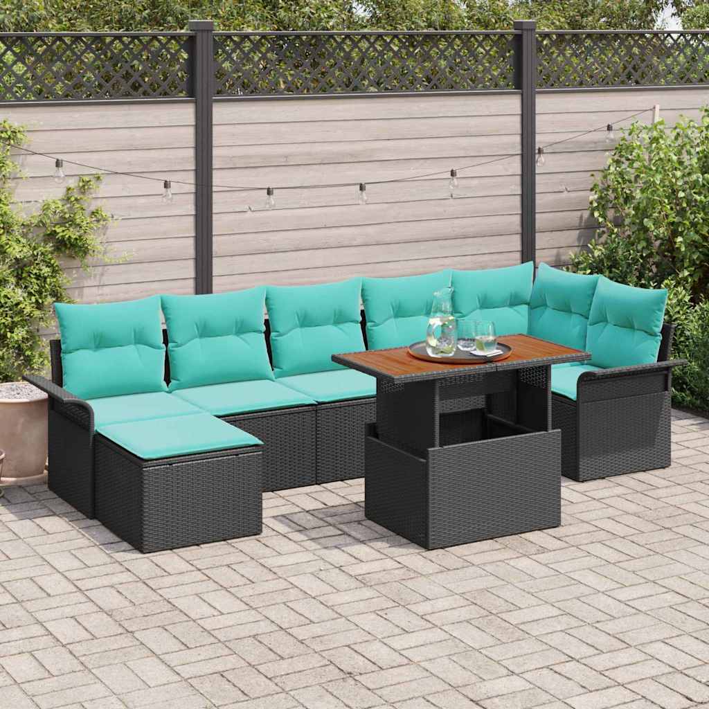 vidaXL Tuin Sofa Set met opslag 8 pcs Grijs Poly riet