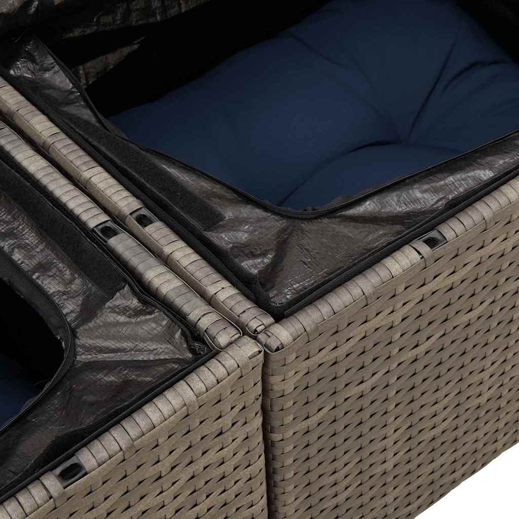 vidaXL Tuin Sofa Set met opslag 9 pcs Grijs Poly riet
