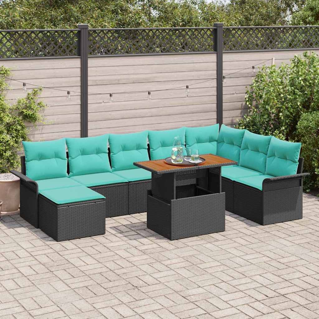 vidaXL Tuin Sofa Set met opslag 9 pcs Grijs Poly riet