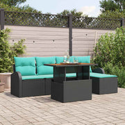 vidaXL Tuin Sofa Set met opslag 6 pcs Zwart Poly riet