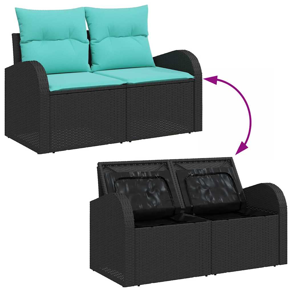vidaXL Tuin Sofa Set met opslag 6 pcs Zwart Poly riet