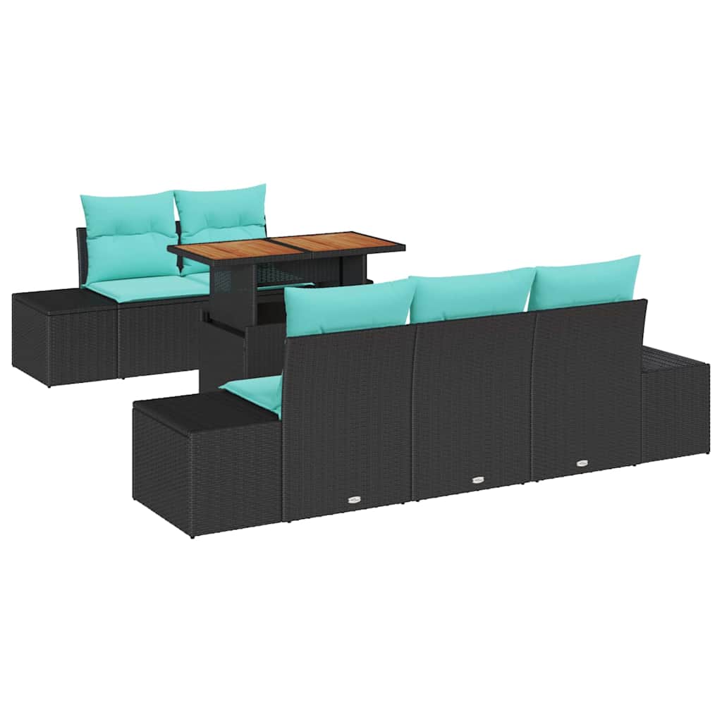 vidaXL Tuin Sofa Set 6 st Zwart Poly riet