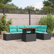 vidaXL Tuin Sofa Set 6 st Zwart Poly riet