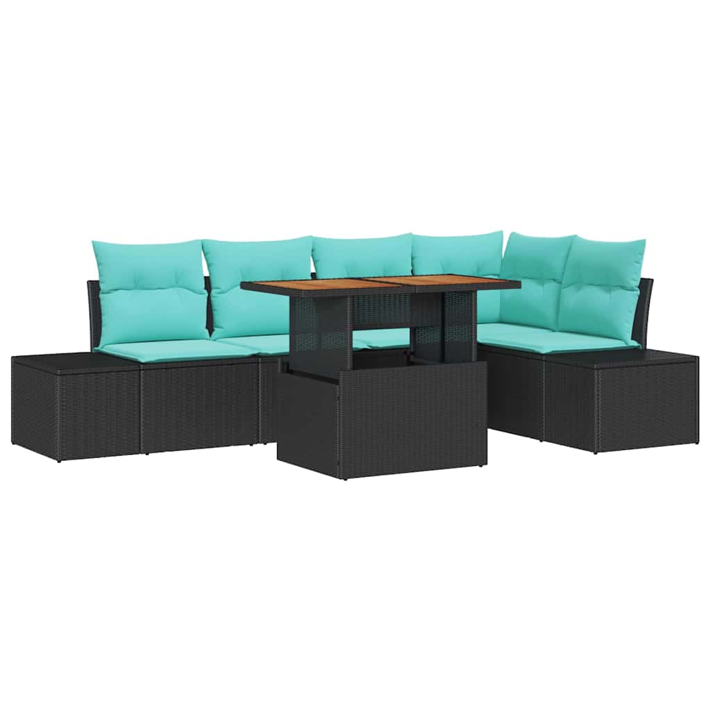 vidaXL Tuin Sofa Set 6 st Zwart Poly riet