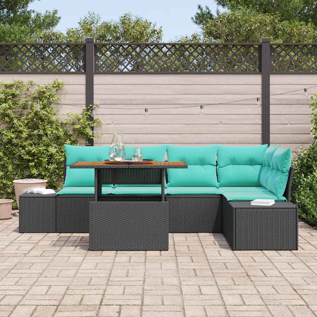 vidaXL Tuin Sofa Set 6 st Zwart Poly riet