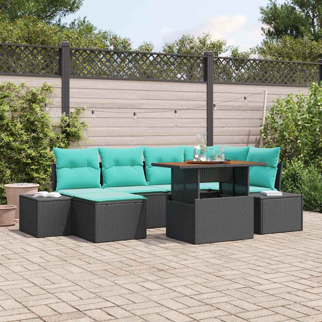 vidaXL Tuin Sofa Set 7 st Zwart Poly riet