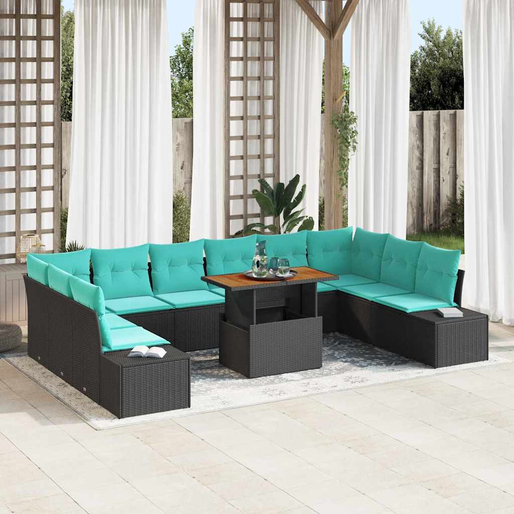 vidaXL Tuin Sofa Set 11 st Zwart Poly riet