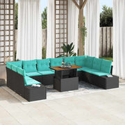 vidaXL Tuin Sofa Set 11 st Zwart Poly riet
