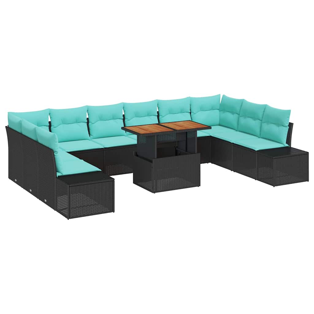 vidaXL Tuin Sofa Set 11 st Zwart Poly riet
