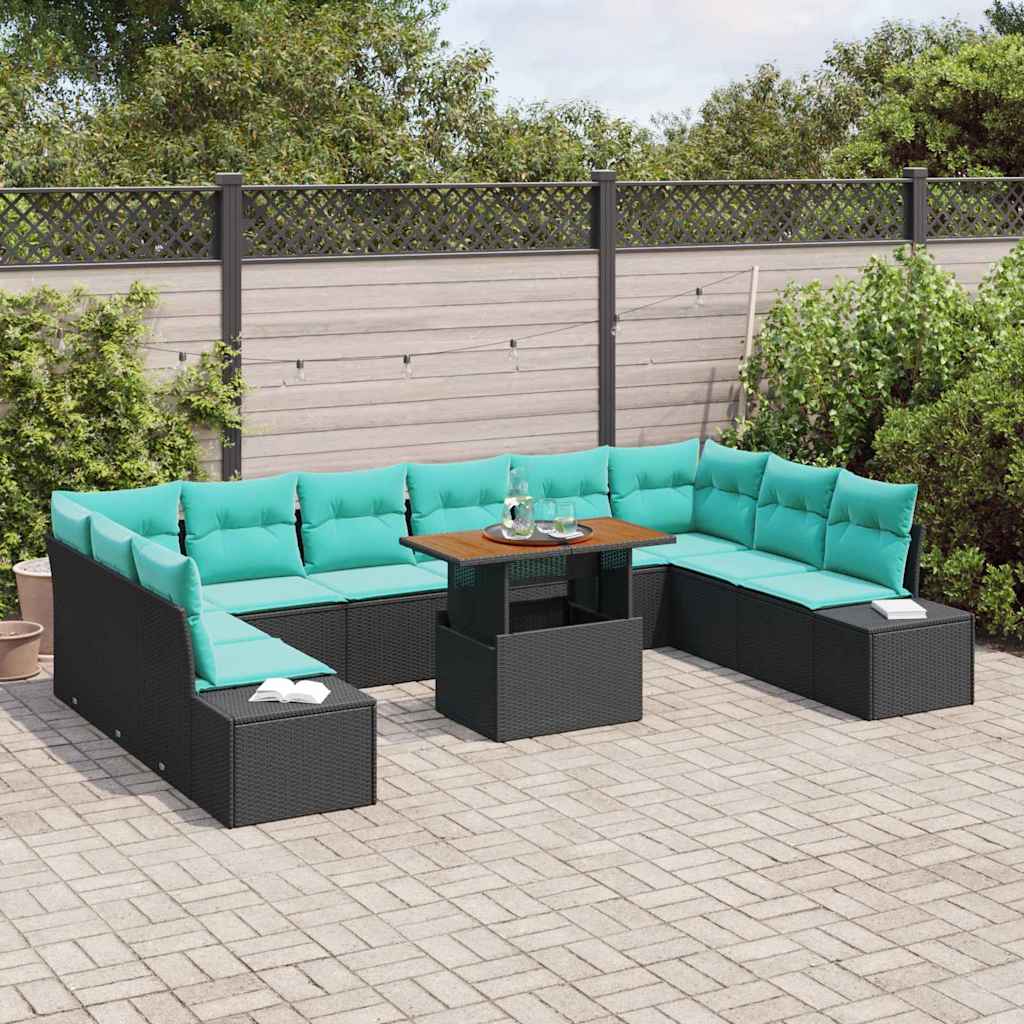 vidaXL Tuin Sofa Set 11 st Zwart Poly riet