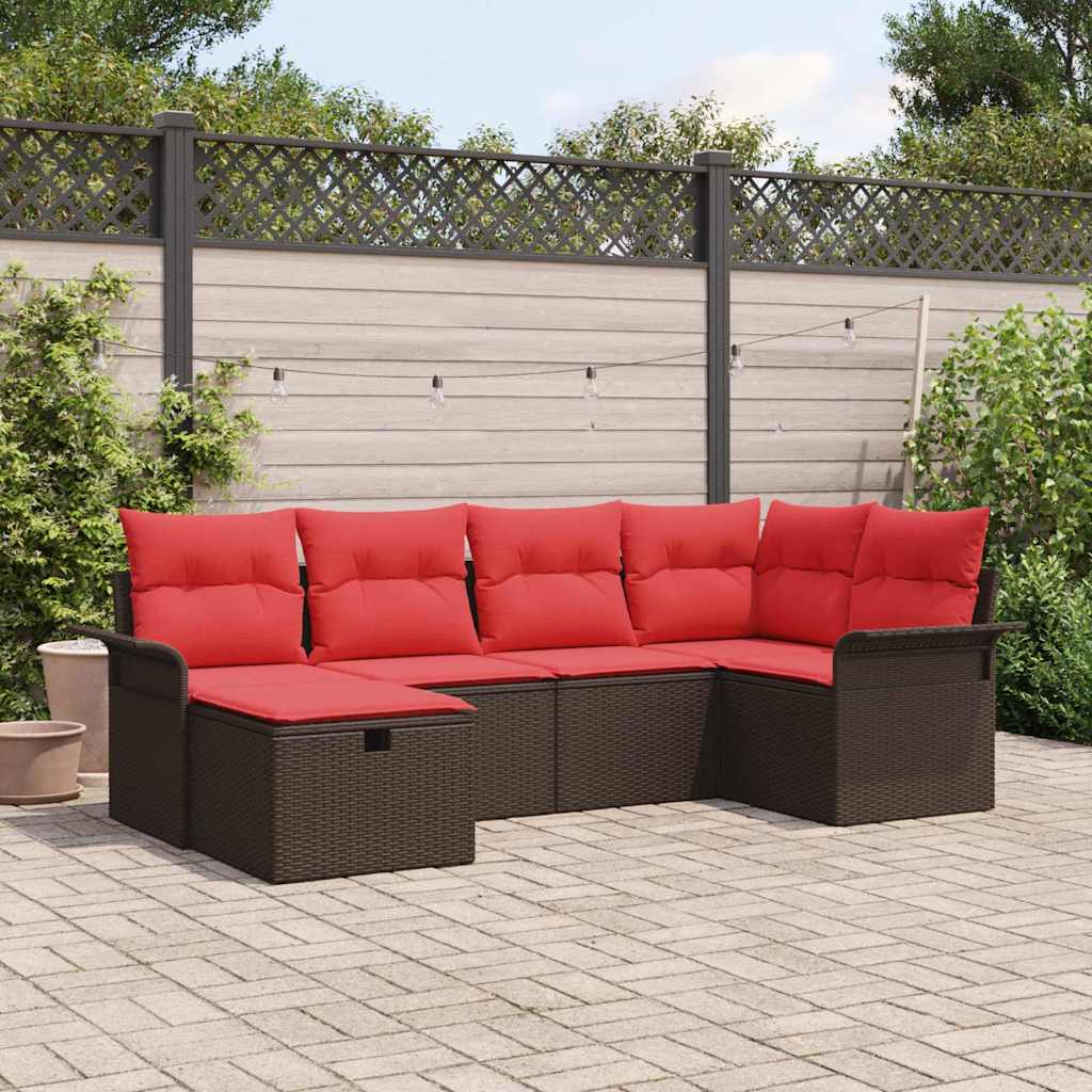 vidaXL Tuin Sofa Set met kussen 6 pcs Zwart en Turquoise poly rattan