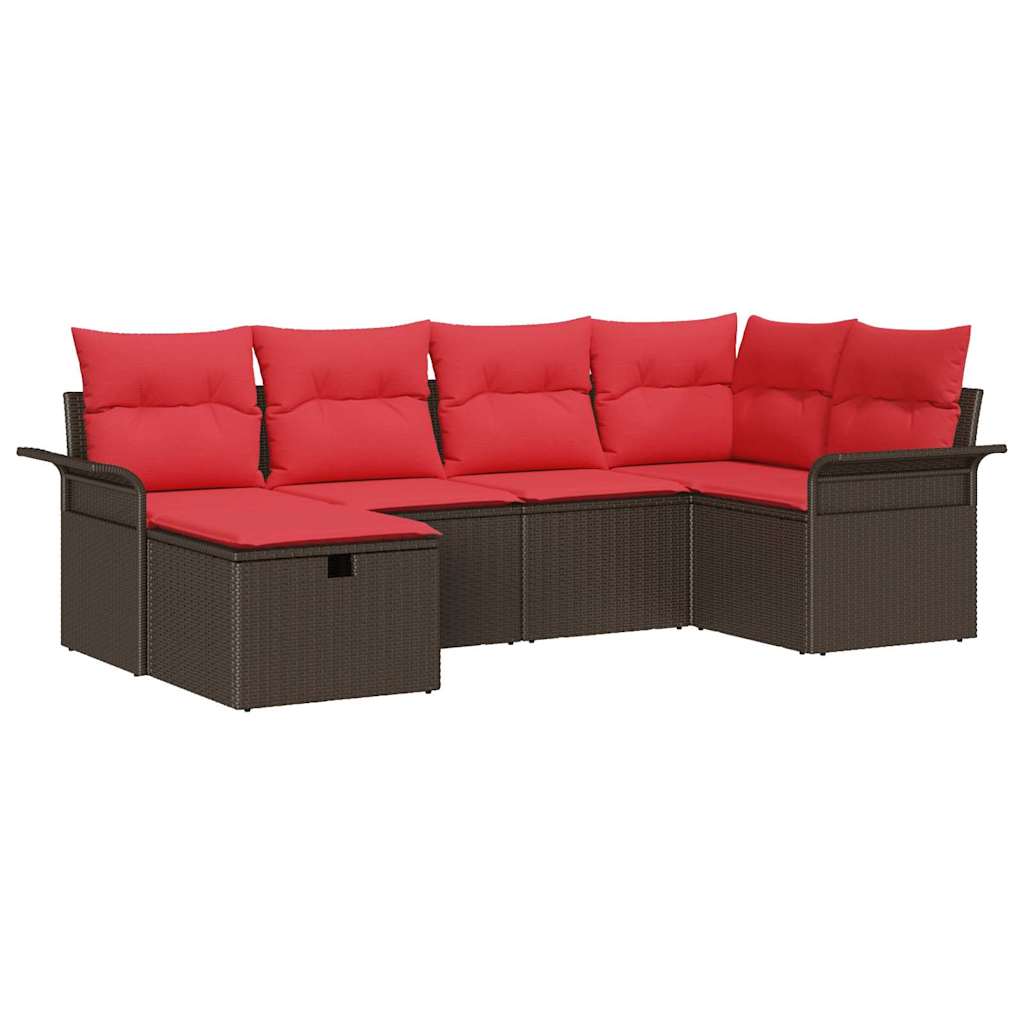 vidaXL Tuin Sofa Set met kussen 6 pcs Zwart en Turquoise poly rattan