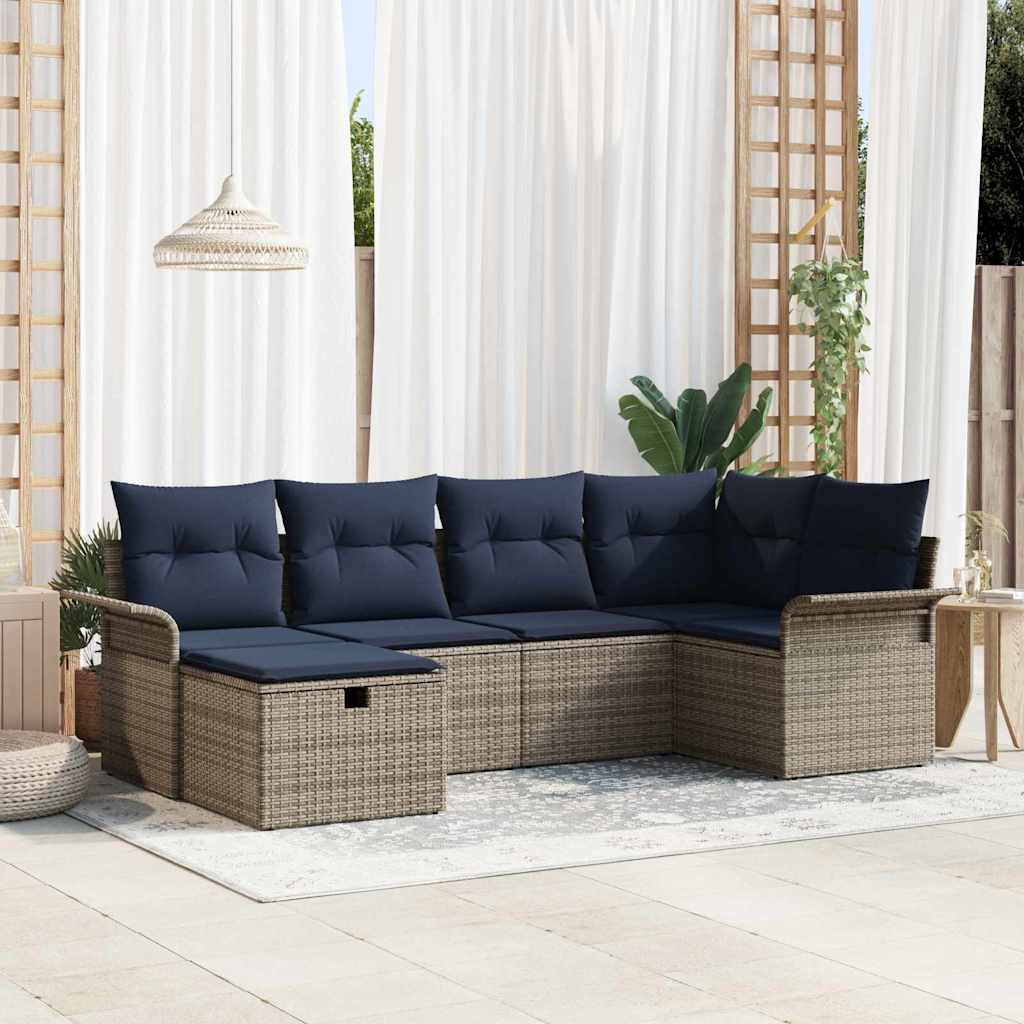 vidaXL Tuin Sofa Set met kussen 6 pcs Zwart en Turquoise poly rattan