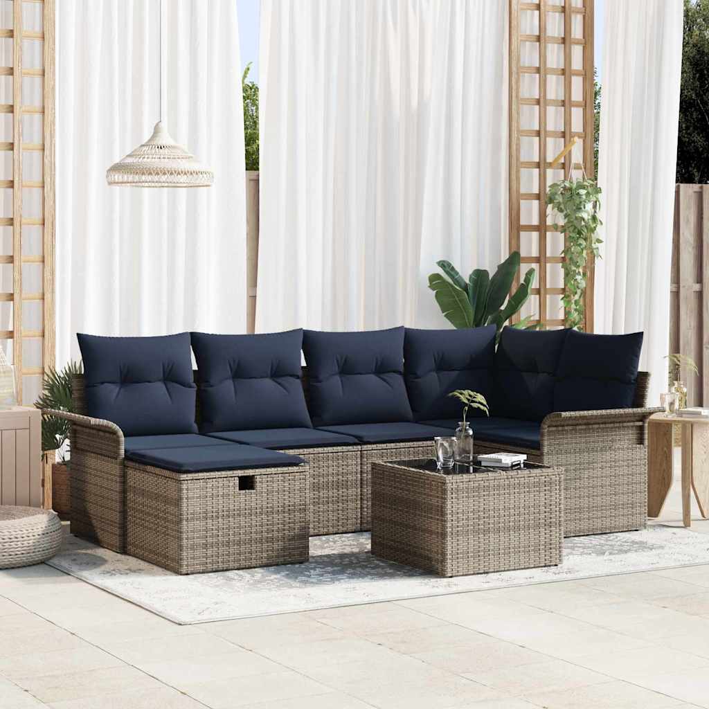 vidaXL Tuin Sofa Set met kussen 6 pcs Zwart en Turquoise poly rattan