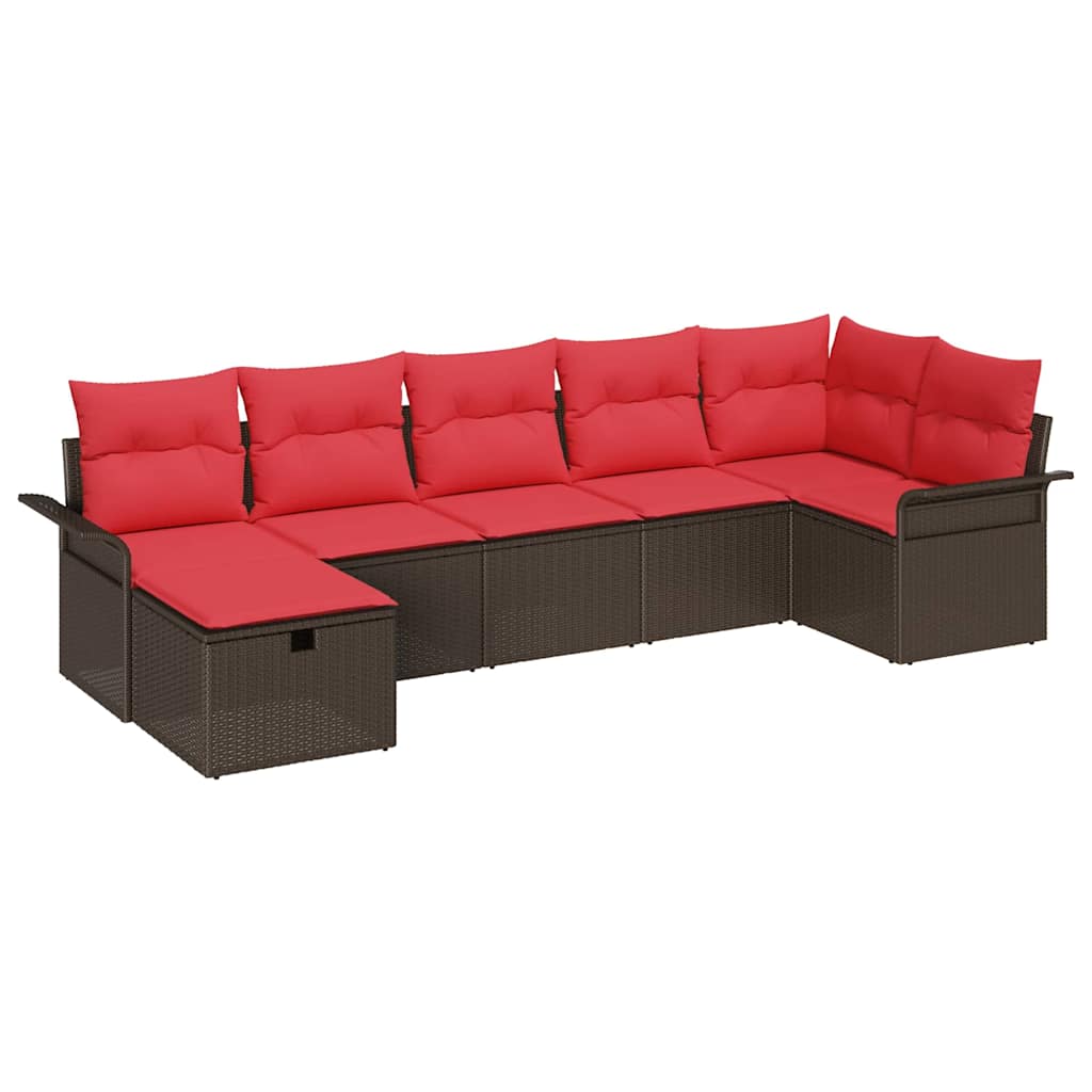 vidaXL Tuin Sofa Set met kussen 7 pcs Zwart en Turquoise poly rattan