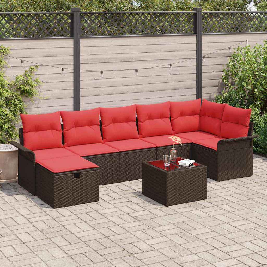 vidaXL Tuin Sofa Set met kussen 7 pcs Zwart en Turquoise poly rattan