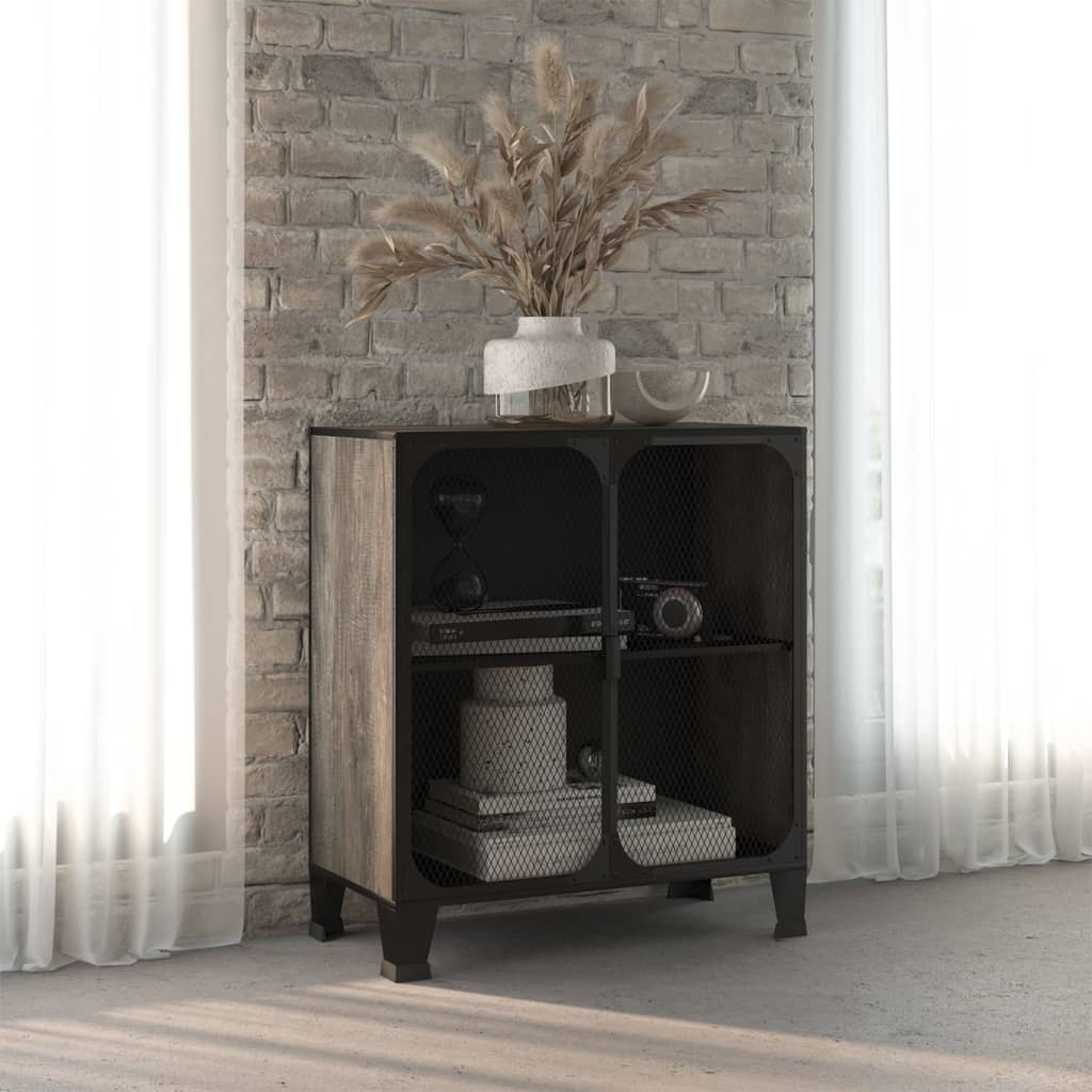 vidaXL Opbergkast 72x36x82 cm metaal en MDF rustiek bruin