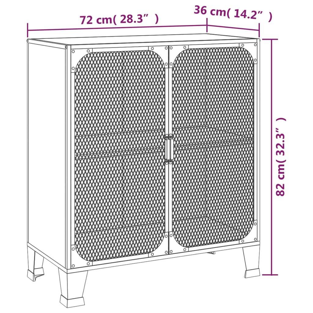 vidaXL Opbergkast 72x36x82 cm metaal en MDF rustiek bruin