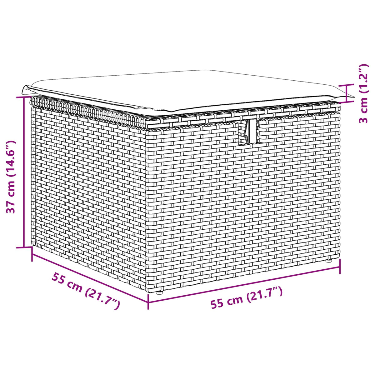 vidaXL Tuinbankenset met kussen met opslag 6 pcs Zwart poly rattan