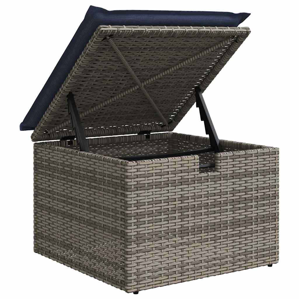 vidaXL Tuinbankenset met kussen met opslag 7 pcs Zwart poly rattan