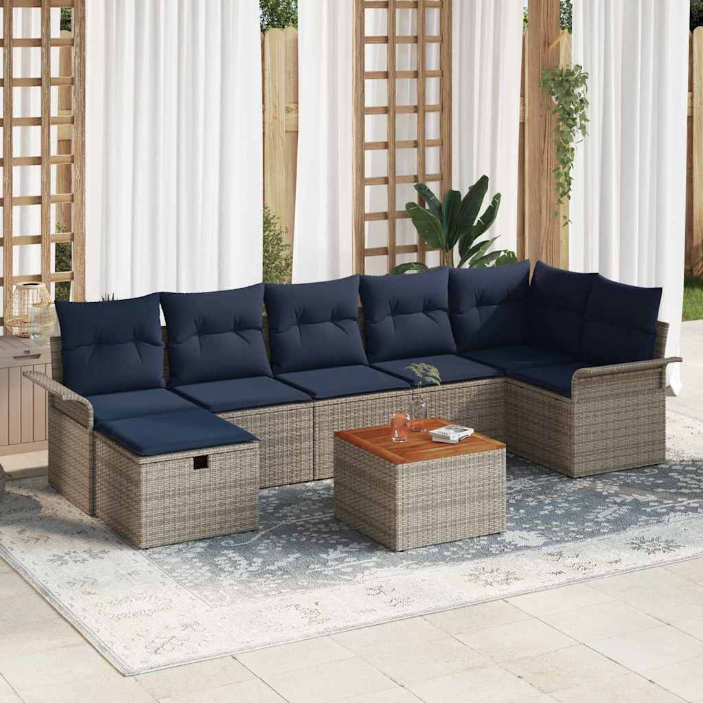 vidaXL Tuinbankenset met kussen met opslag 8 pcs Zwart poly rattan