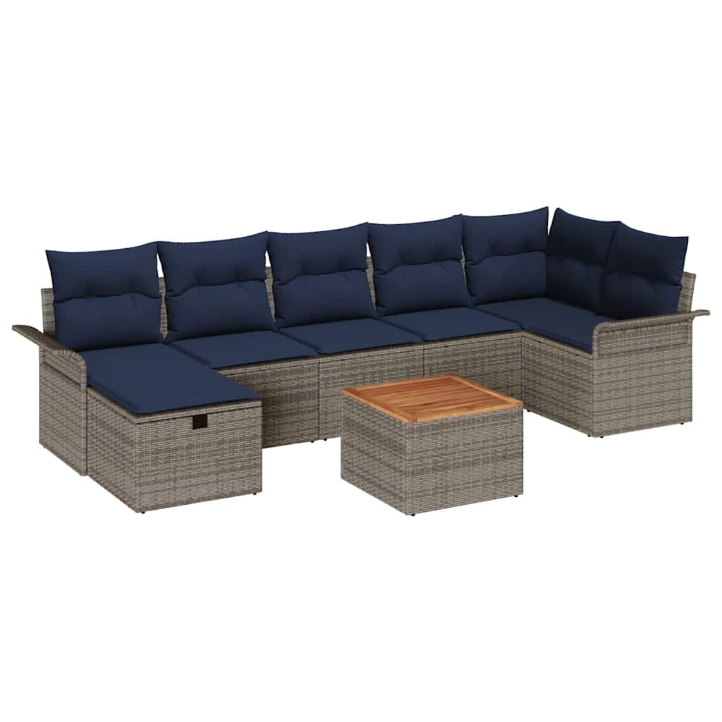 vidaXL Tuinbankenset met kussen met opslag 8 pcs Zwart poly rattan