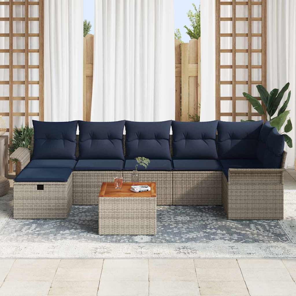 vidaXL Tuinbankenset met kussen met opslag 8 pcs Zwart poly rattan