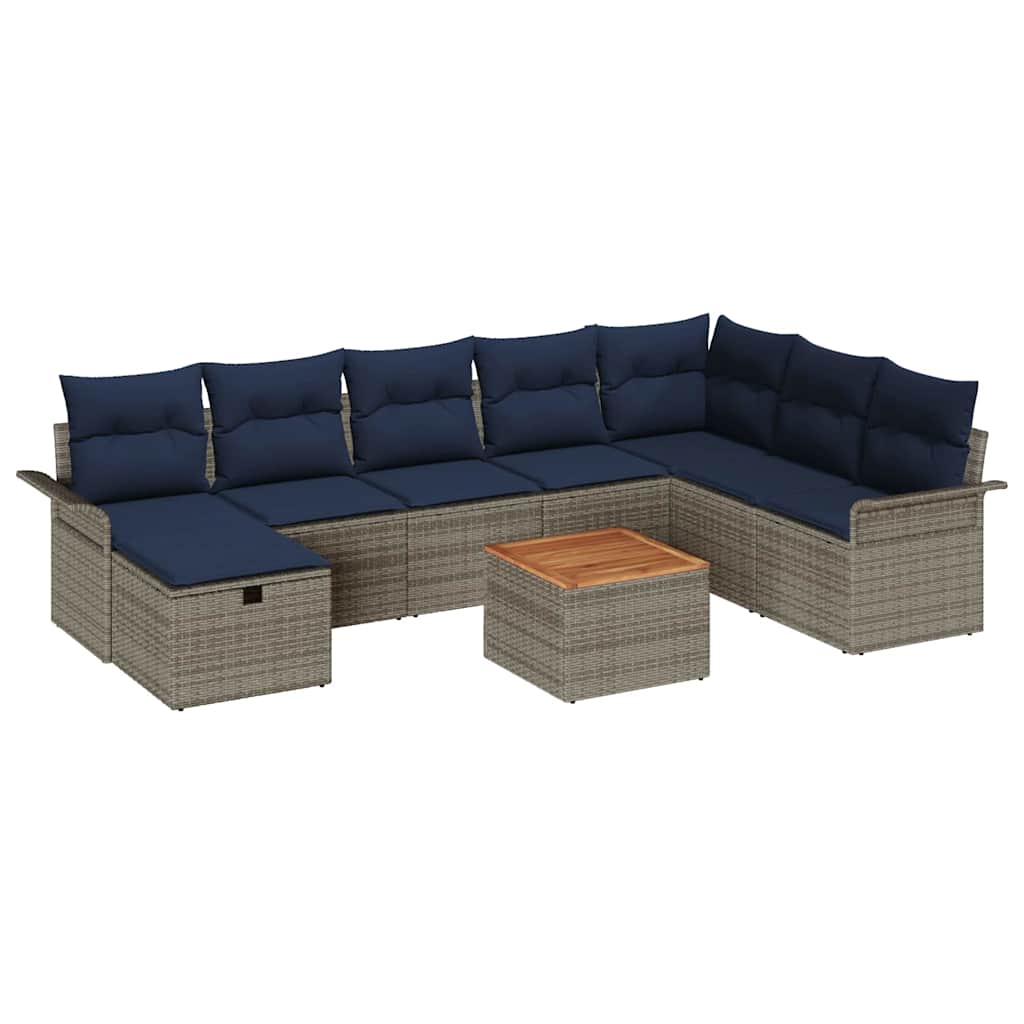 vidaXL Tuinbankenset met kussen met opslag 9 pcs Zwart poly rattan