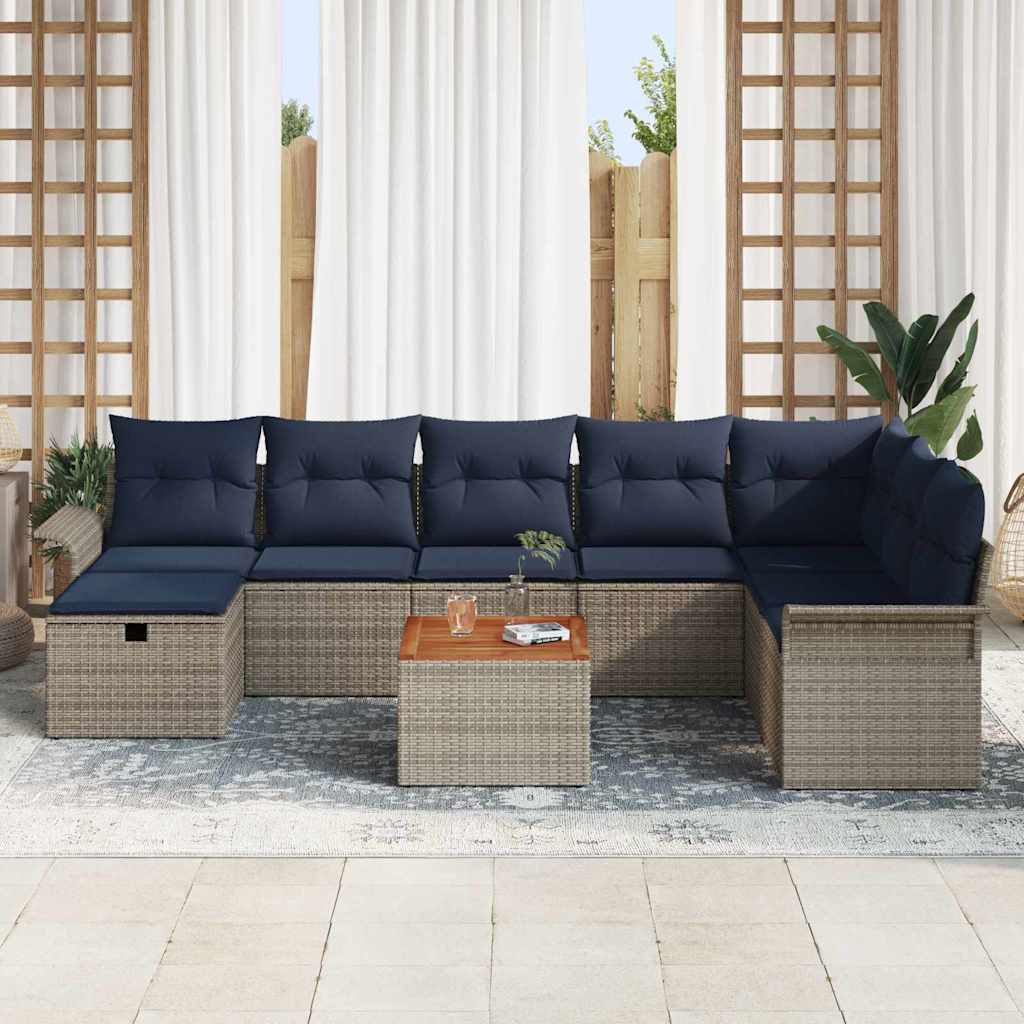 vidaXL Tuinbankenset met kussen met opslag 9 pcs Zwart poly rattan