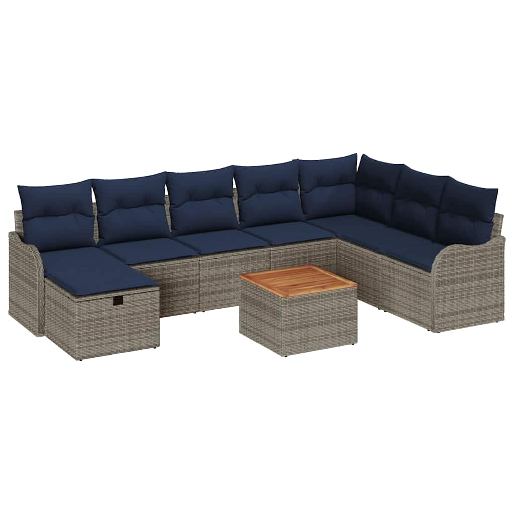 vidaXL Tuinbankenset 9 st Grijs poly rattan