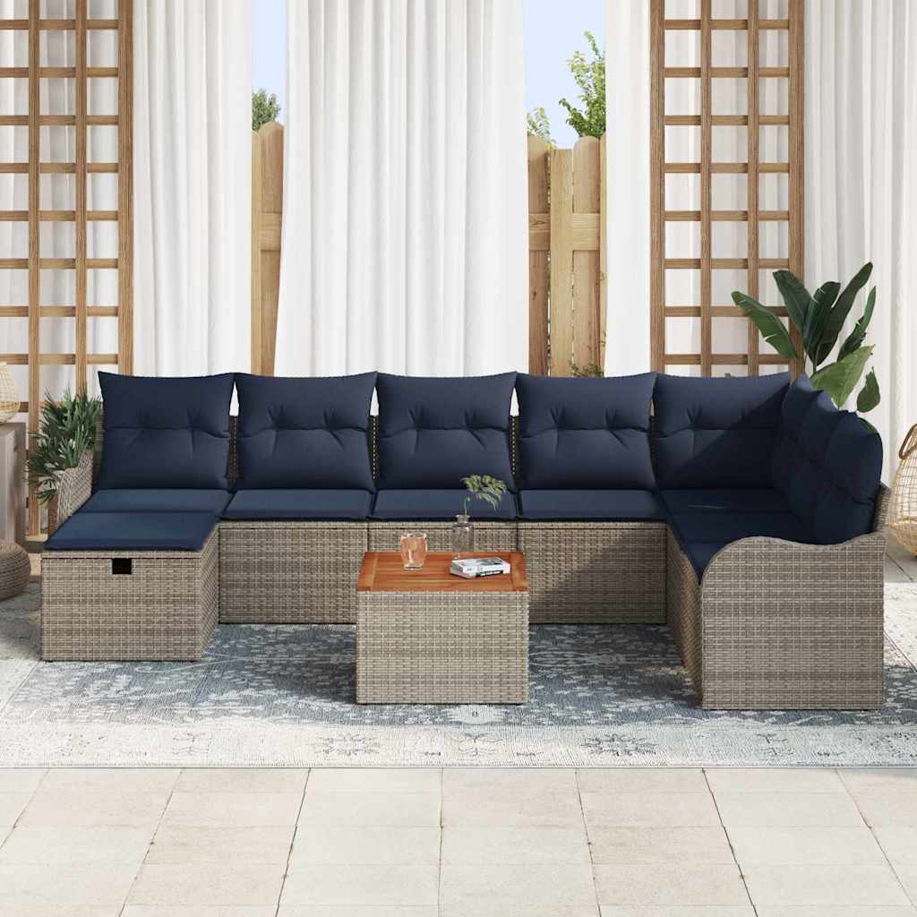 vidaXL Tuinbankenset 9 st Grijs poly rattan